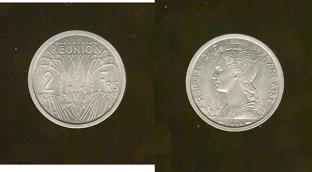 ÎLE DE LA RÉUNION 2 Francs 1948 Paris FDC